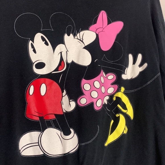 Vintage Disney Y2K v neck long sleeve soft black  graphic Minnie Mickey pullover - Picture 4 of 8